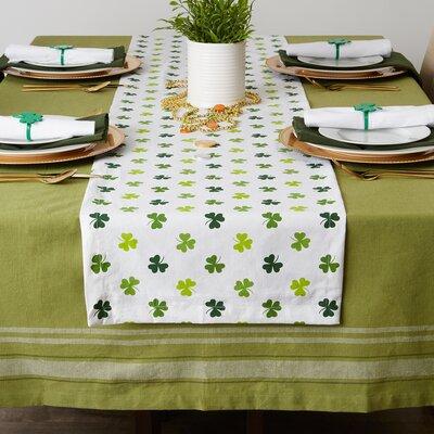 The Holiday Aisle® Poff Shamrock Shake Printed Table Runner Cotton in Gray/Green/White | 14 D in | Wayfair 333B7C7DDC7549DEB7BF782B8D0F1D01
