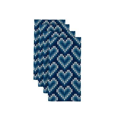 The Holiday Aisle® Sirois Cross Stitch Hearts 18" Napkin pink Polyester in Blue/Gray | 18 W in | Wayfair C84B3C4300114EE592B66462F403FB99