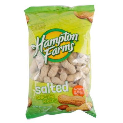 Hampton Farms Roasted Salted In-Shell Peanuts 0.5 lb. - 36/Case