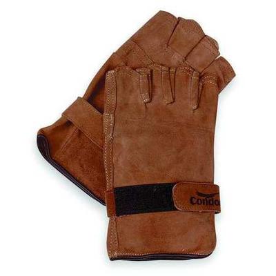 CONDOR 6JJ99 Leather Gloves,Fingerless,Brown,L,PR
