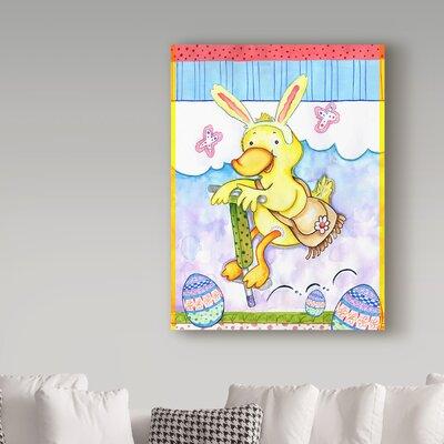 Trademark Fine Art 'Bunny Hop' Acrylic Painting Print on Wrapped Canvas in White/Black | 47 H x 35 W x 2 D in | Wayfair ALI33529-C3547GG