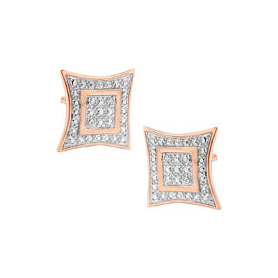 Women's Rose Gold Plated Sterling Silver Diamond Accented 4Stone Four Pointed Star Shaped Halostyle Stud Ear by Haus of Brilliance in Rose Gold