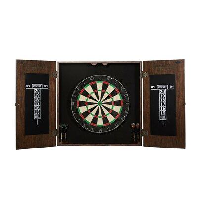 Barrington Billiards Company Webster Bristle Dartboard & Cabinet Set w/ Darts in Brown/Gray | 24.13 H x 24.13 W x 3.86 D in | Wayfair DRB100_237B